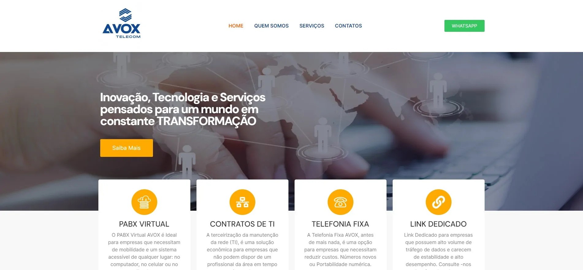 Site institucional AVOX Telecom